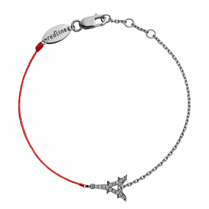String-Chain Bracelet For Women with 0.05ct Round Diamond in Black Gold Pavé Setting - Redline - 0++