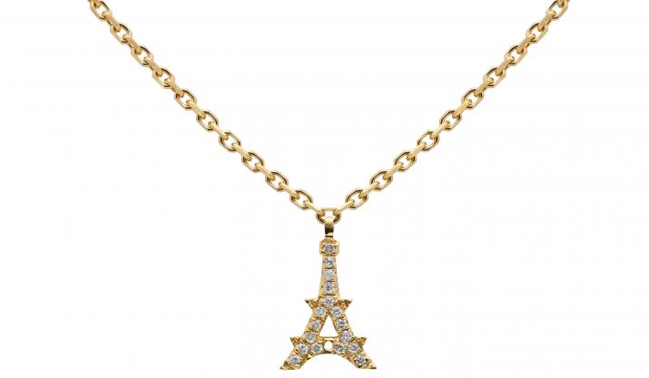 Chain Necklace For Women with 0.05ct Round Diamond in Yellow Gold Pavé Setting - Redline - 0++