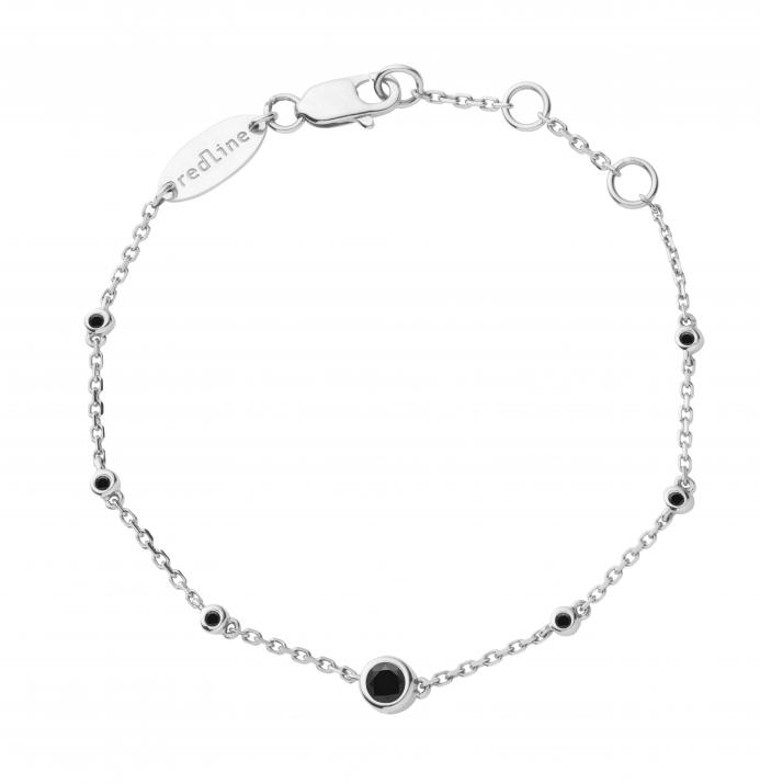 Chain Bracelet For Women with 0.15ct Round Black Diamond in White Gold Bezel Setting - Redline