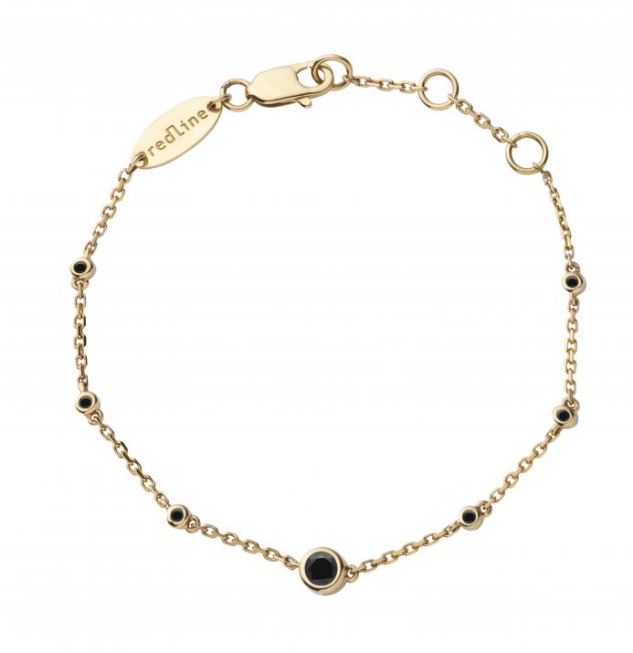 Chain Bracelet For Women with 0.15ct Round Black Diamond in Yellow Gold Bezel Setting - Redline