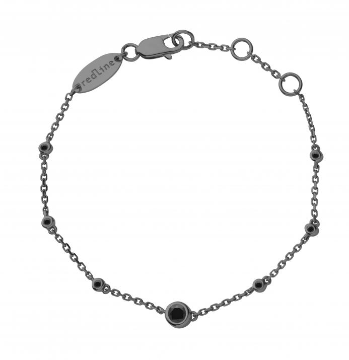 Chain Bracelet For Women with 0.15ct Round Black Diamond in Black Gold Bezel Setting - Redline