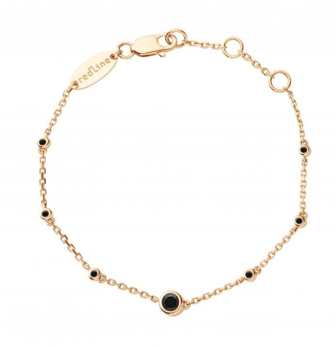 Chain Bracelet For Women with 0.15ct Round Black Diamond in Rose Gold Bezel Setting - Redline
