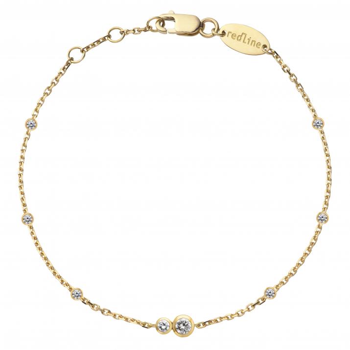 Chain Bracelet For Women with 0.15ct Round Diamond in Yellow Gold Bezel Setting - Redline - 0++