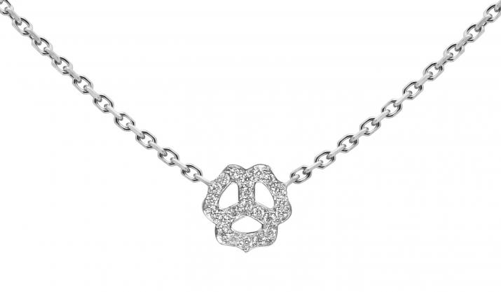 Chain Necklace For Women with 0.13ct Round Diamond in White Gold Pavé Setting - Redline