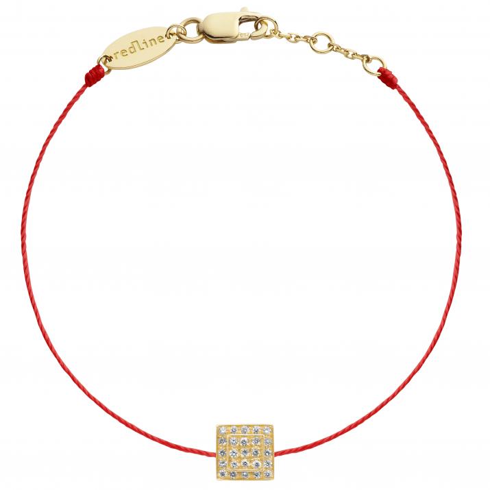 String Bracelet For Women with 0.13ct Round Diamond in Yellow Gold Bezel Setting - Redline - 0++