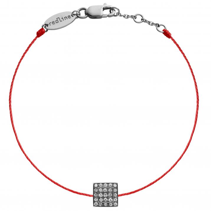 String Bracelet For Women with 0.13ct Round Diamond in Black Gold Bezel Setting - Redline - 0++