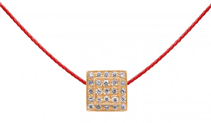 String Necklace For Women with 0.13ct Round Diamond in Rose Gold Bezel Setting - Redline