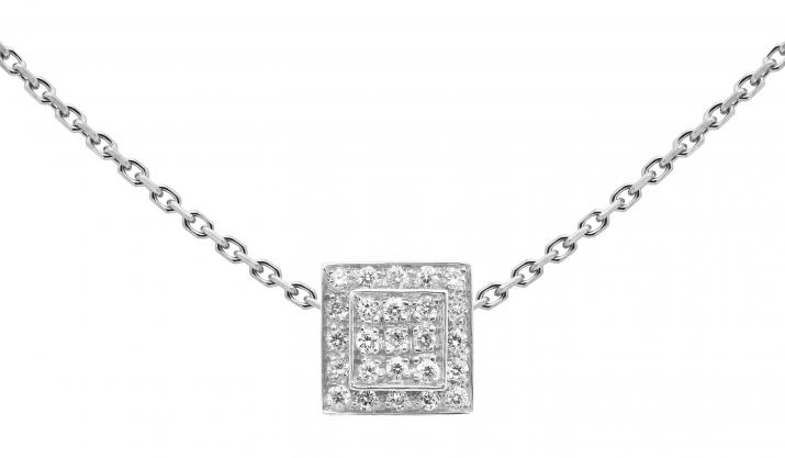 Chain Necklace For Women with 0.13ct Round Diamond in White Gold Bezel Setting - Redline