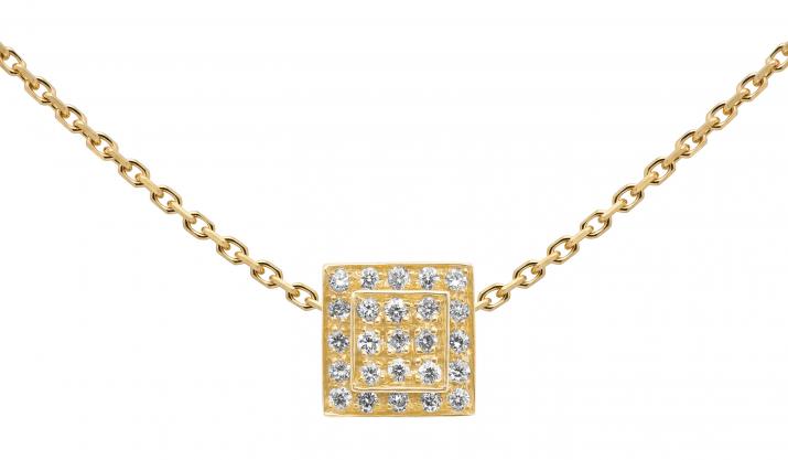 Chain Necklace For Women with 0.13ct Round Diamond in Yellow Gold Bezel Setting - Redline