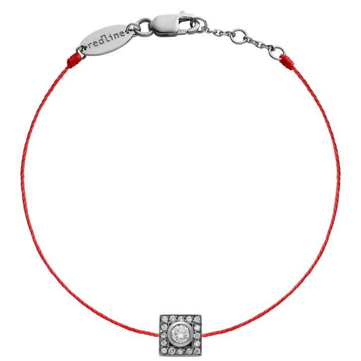 String Bracelet For Women with 0.18ct Round Diamond in Black Gold Bezel Setting - Redline