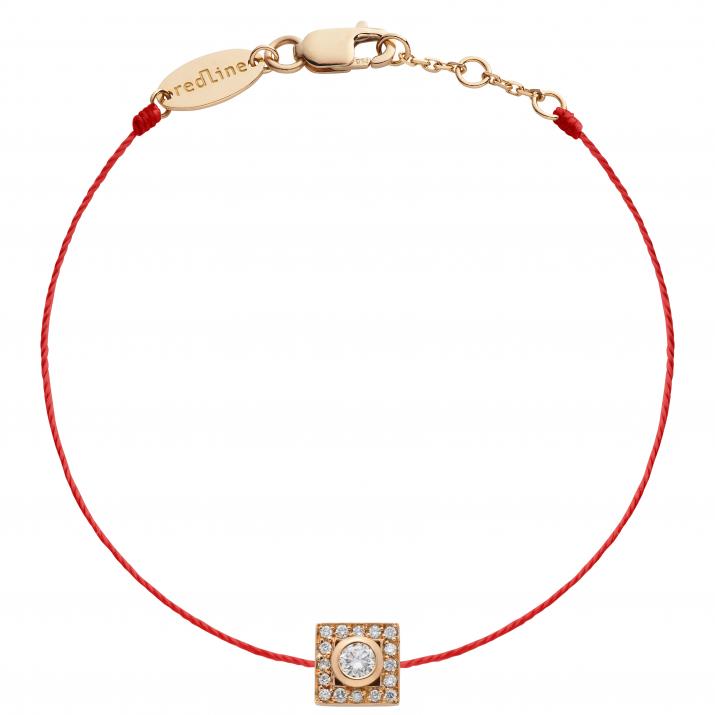 String Bracelet For Women with 0.18ct Round Diamond in Rose Gold Bezel Setting - Redline