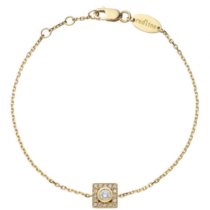 Chain Bracelet For Women with 0.18ct Round Diamond in Yellow Gold Bezel Setting - Redline