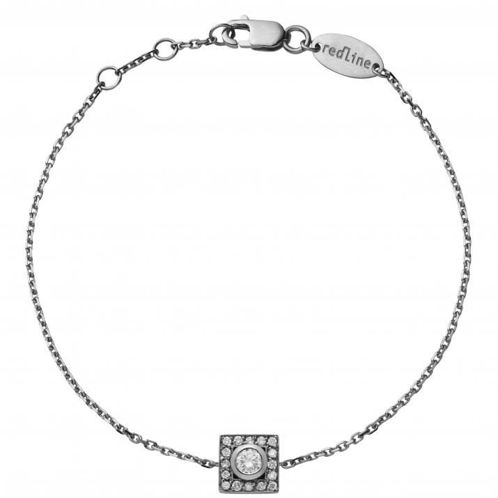 Chain Bracelet For Women with 0.18ct Round Diamond in Black Gold Bezel Setting - Redline