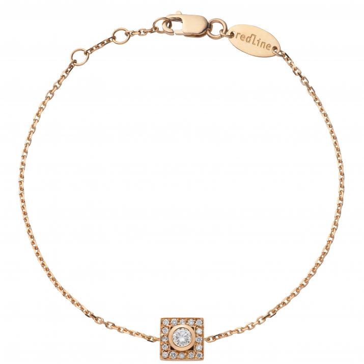 Chain Bracelet For Women with 0.18ct Round Diamond in Rose Gold Bezel Setting - Redline
