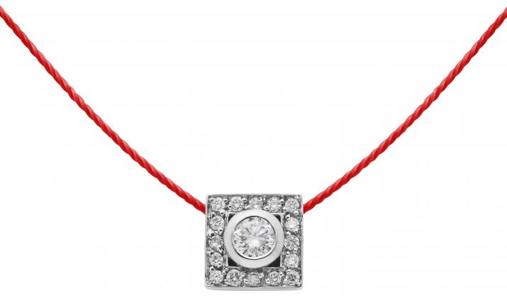 String Necklace For Women with 0.18ct Round Diamond in White Gold Bezel Setting - Redline