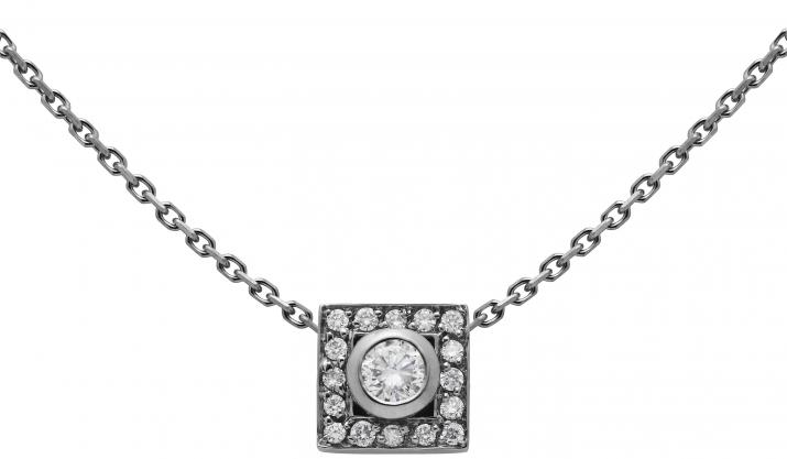 Chain Necklace For Women with 0.18ct Round Diamond in Black Gold Bezel Setting - Redline