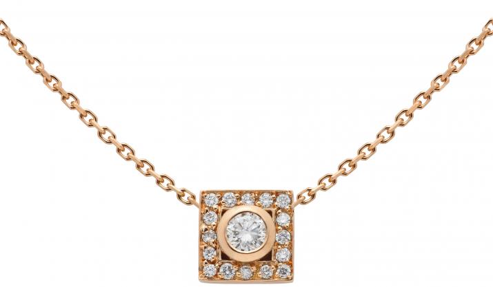 Chain Necklace For Women with 0.18ct Round Diamond in Rose Gold Bezel Setting - Redline
