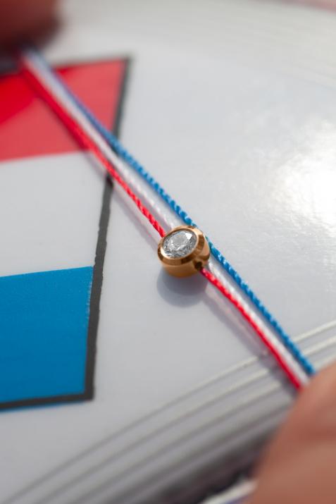 Multistring Bracelet For Women with 0.01ct Round Diamond in Rose Gold Bezel Setting - Redline - 0++