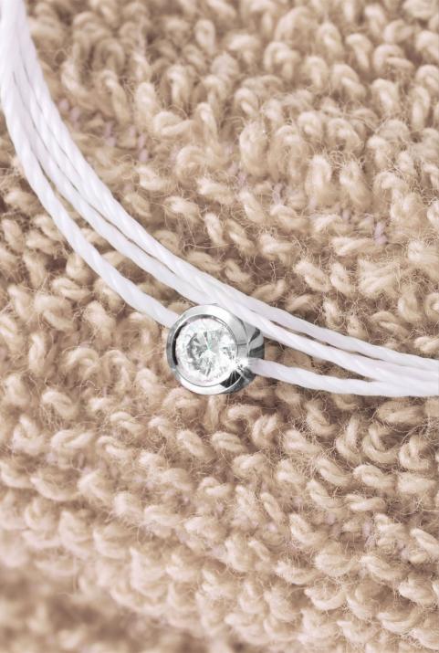 Multistring Bracelet For Women with 0.10ct Round Diamond in Black Gold Bezel Setting - Redline - 0++