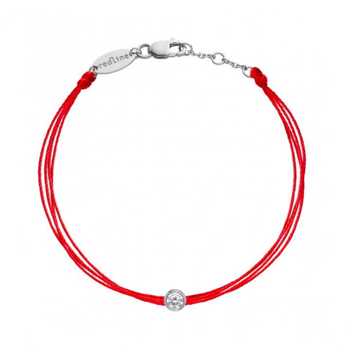 Multistring Bracelet For Women with 0.10ct Round Diamond in White Gold Bezel Setting - Redline - 0++