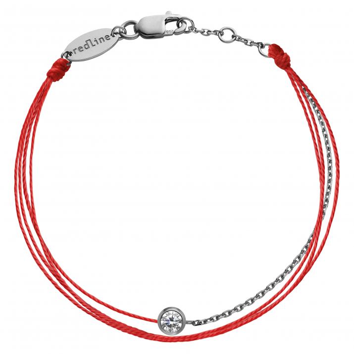 Multistring Bracelet For Women with 0.10ct Round Diamond in Black Gold Bezel Setting - Redline - 0++