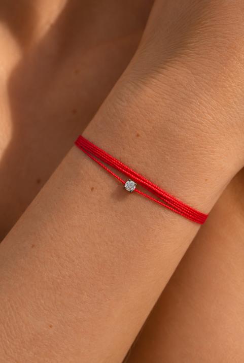 Multistring Bracelet For Women with 0.08ct Round Diamond in Black Gold Prong Setting - Redline - 0++