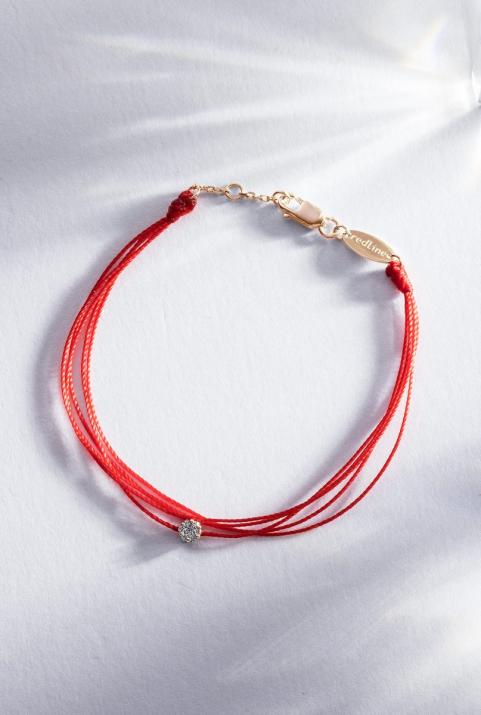 Multistring Bracelet For Women with 0.05ct Round Diamond in White Gold Cluster Setting - Redline - 0++