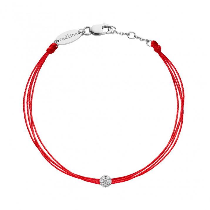 Multistring Bracelet For Women with 0.05ct Round Diamond in White Gold Cluster Setting - Redline - 0++