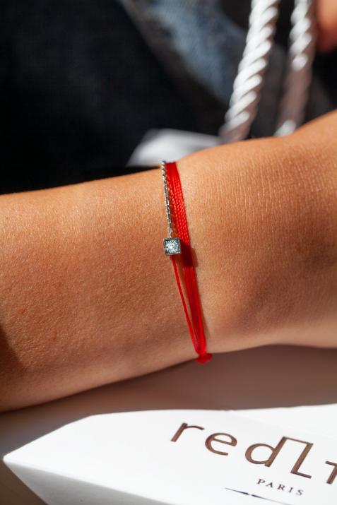 Многорядный браслет для женщин с круглым бриллиантом 0,10 кар в оправе из белого золота - Redline - 0++