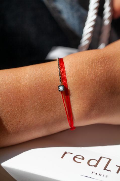 Многорядный браслет для женщин с круглым бриллиантом 0,10 кар в оправе из черного золота - Redline - 0++