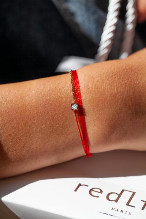 Многорядный браслет для женщин с круглым бриллиантом 0,10 кар в оправе из розового золота - Redline - 0++