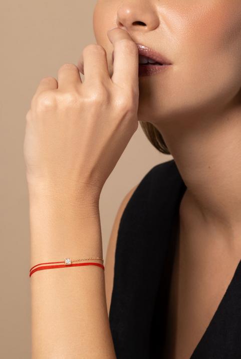 Многорядный браслет для женщин с круглым бриллиантом 0,10 кар в оправе из розового золота - Redline - 0++