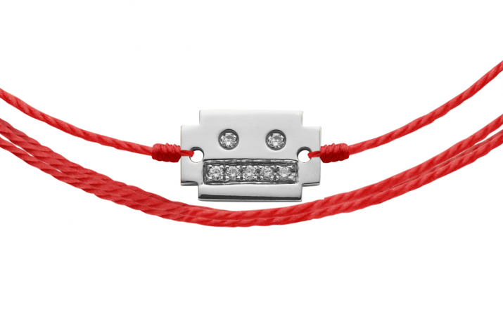 Multistring Bracelet For Women with 0.04ct Diamond Robot in White Gold Pavé Setting - Redline - 0++