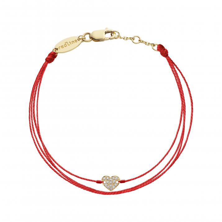 Multistring Bracelet For Women with 0.07ct Round Diamond in Yellow Gold Pavé Setting - Redline - 0++