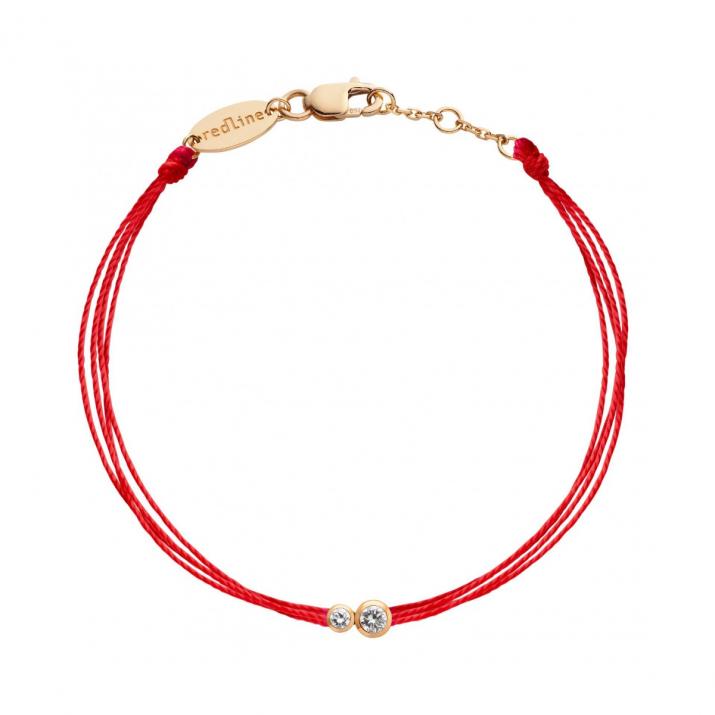 Multistring Bracelet For Women with 0.15ct Round Diamond in Rose Gold Bezel Setting - Redline - 0++