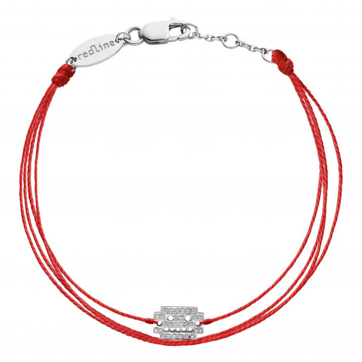 Multistring Bracelet For Women with 0.068ct Diamond Robot in White Gold Pavé Setting - Redline - 0++