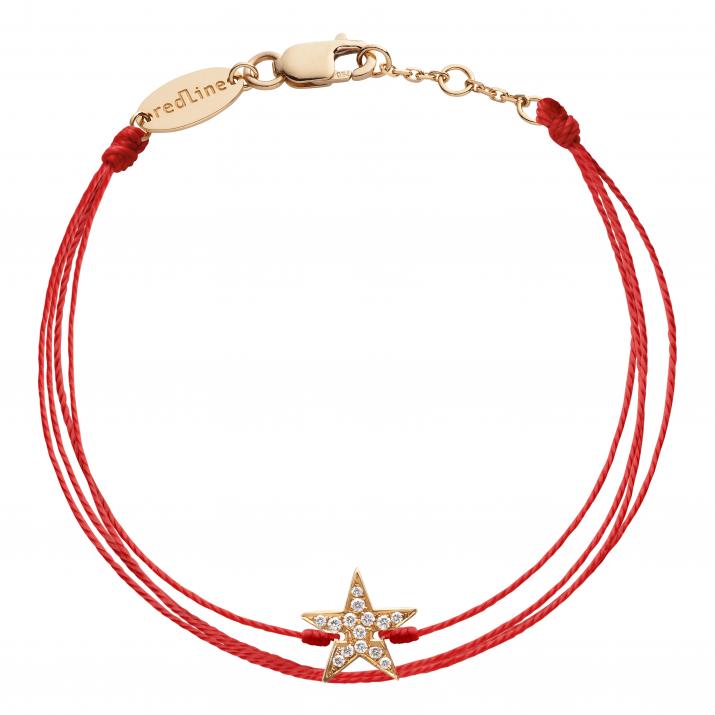 Multistring Bracelet For Women with 0.058ct Star Diamond in Rose Gold Pavé Setting - Redline - 0++