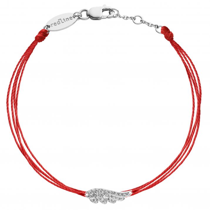 Multistring Bracelet For Women with 0.10ct Round Diamond Wing in White Gold Pavé Setting - Redline - 0++