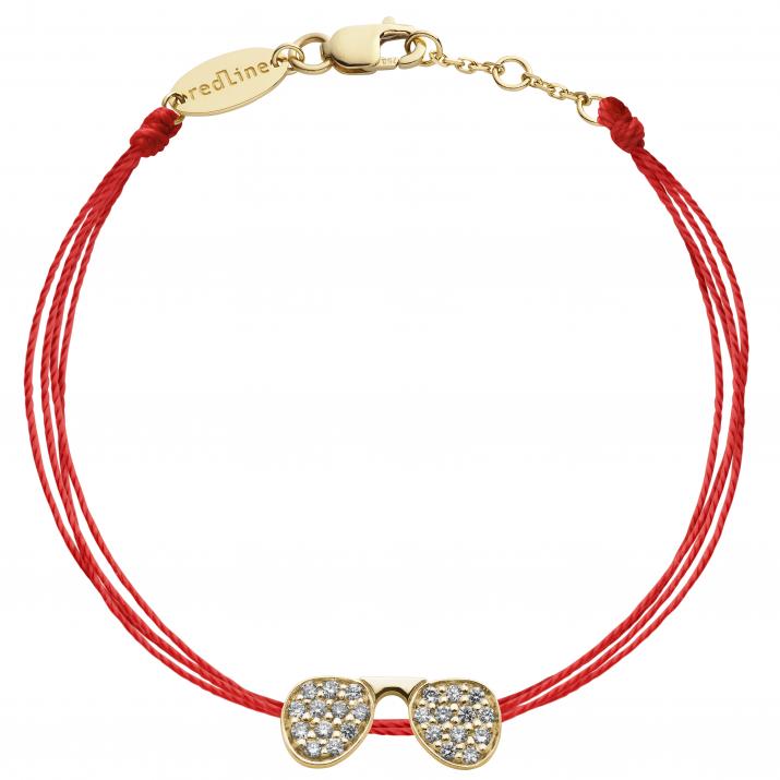 Multistring Bracelet For Women with 0.12ct Round Diamond in Yellow Gold Pavé Setting - Redline - 0++