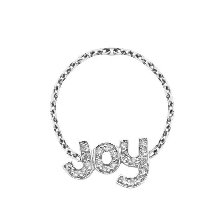 Chain Ring with 0.95ct Round Diamond in White Gold Pavé Setting - Redline - 0++