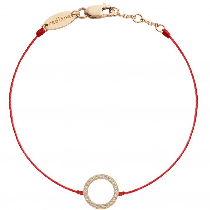 String Bracelet For Women with 0.16ct Round Diamond in Rose Gold Pavé Setting - Redline - 0++