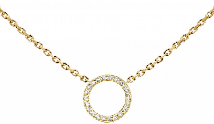 Chain Necklace For Women with 0.16ct Round Diamond in Yellow Gold Pavé Setting - Redline - 0++