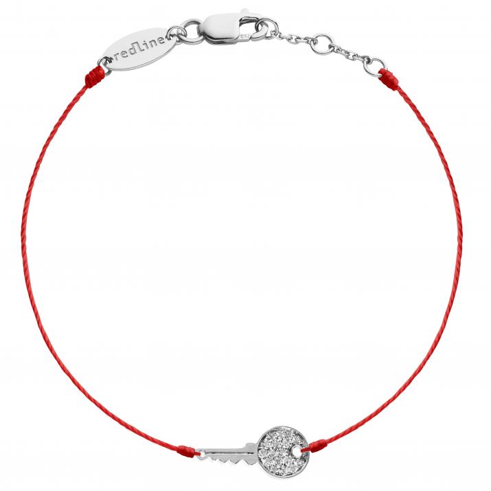 String Bracelet For Women with 0.085ct Round Diamond in White Gold Pavé Setting - Redline - 0++