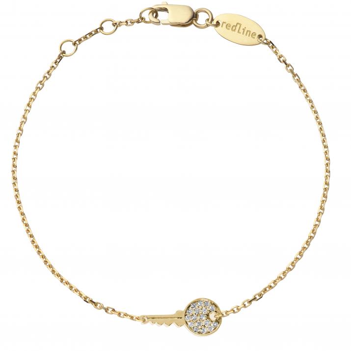 Chain Bracelet For Women with 0.085ct Round Diamond in Yellow Gold Pavé Setting - Redline