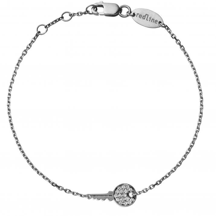 Chain Bracelet For Women with 0.085ct Round Diamond in Black Gold Pavé Setting - Redline