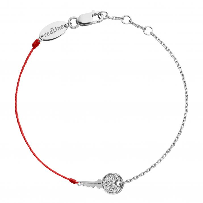 String-Chain Bracelet For Women with 0.085ct Round Diamond in White Gold Pavé Setting - Redline
