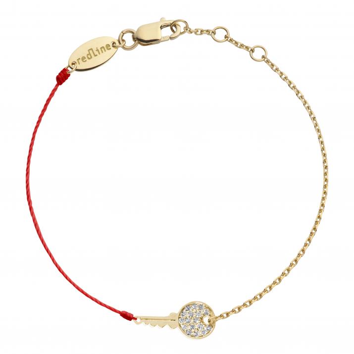String-Chain Bracelet For Women with 0.085ct Round Diamond in Yellow Gold Pavé Setting - Redline