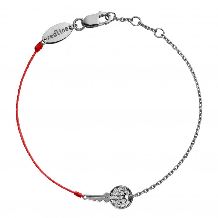String-Chain Bracelet For Women with 0.085ct Round Diamond in Black Gold Pavé Setting - Redline