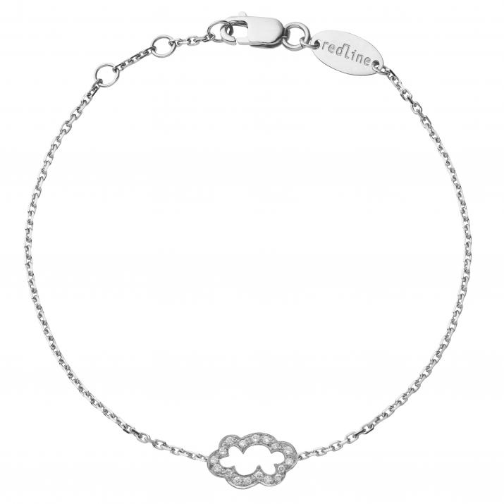 Chain Bracelet For Women with 0.09ct Round Diamond in White Gold Pavé Setting - Redline