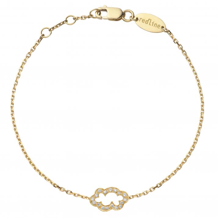 Chain Bracelet For Women with 0.09ct Round Diamond in Yellow Gold Pavé Setting - Redline